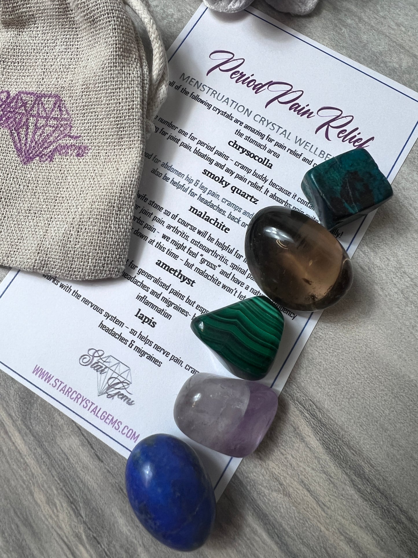 Starcrystalgems - Period Pain Relief - Tumblestone Kit
