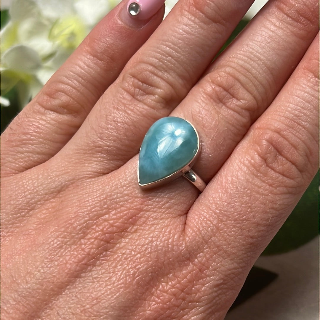 Larimar 925 Silver Ring - Size L 1/2 - M
