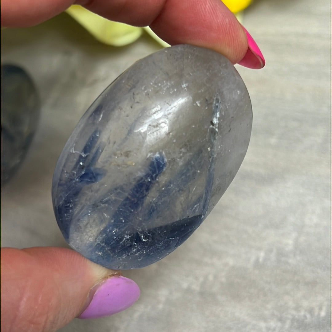 Kyanite in Clear Quartz Palm - rare find