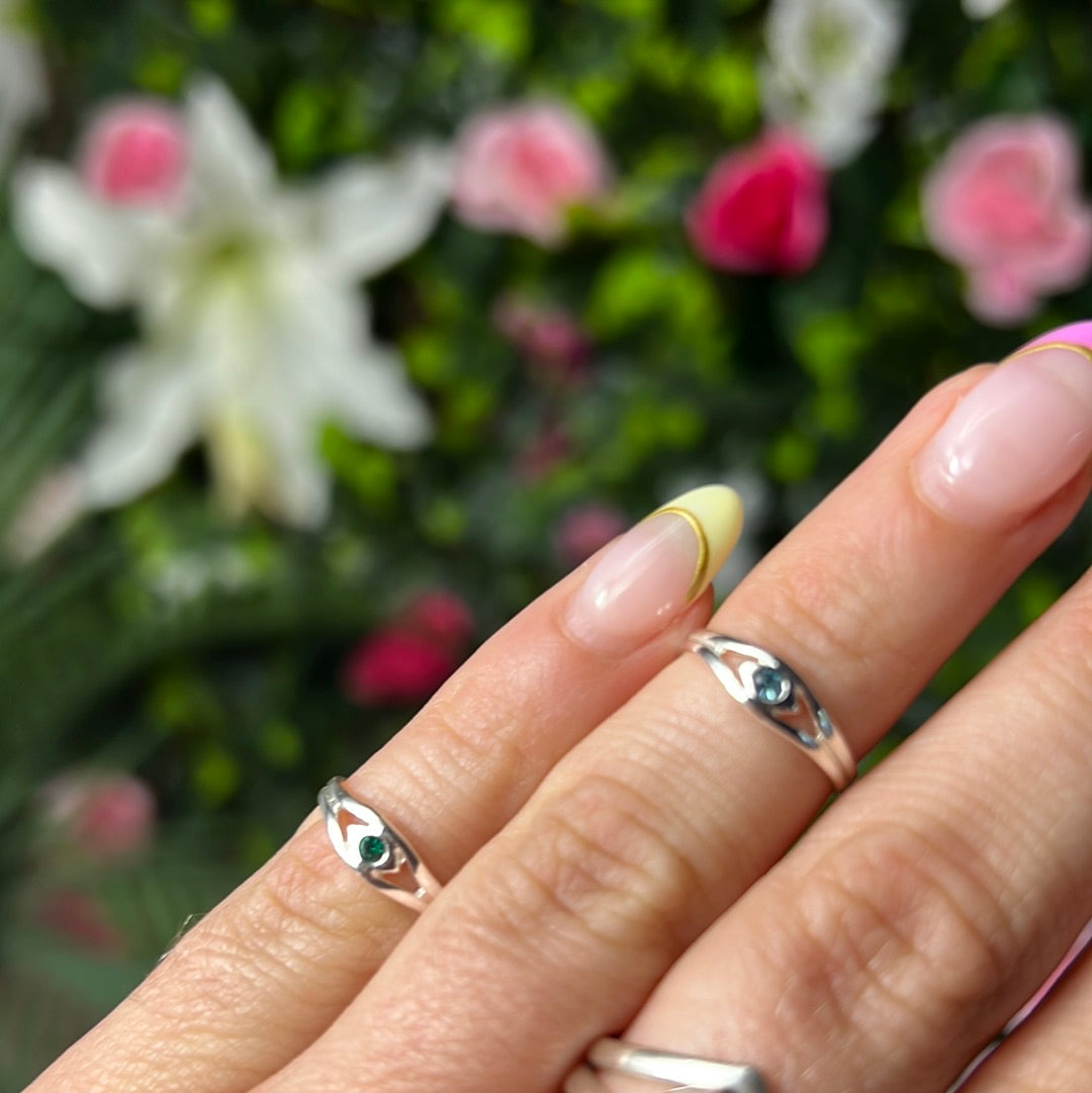 Evil Eye CZ - Mini Iddy Diddy - ( child / toe ) Adjustable 925 Sterling Silver Ring (Copy