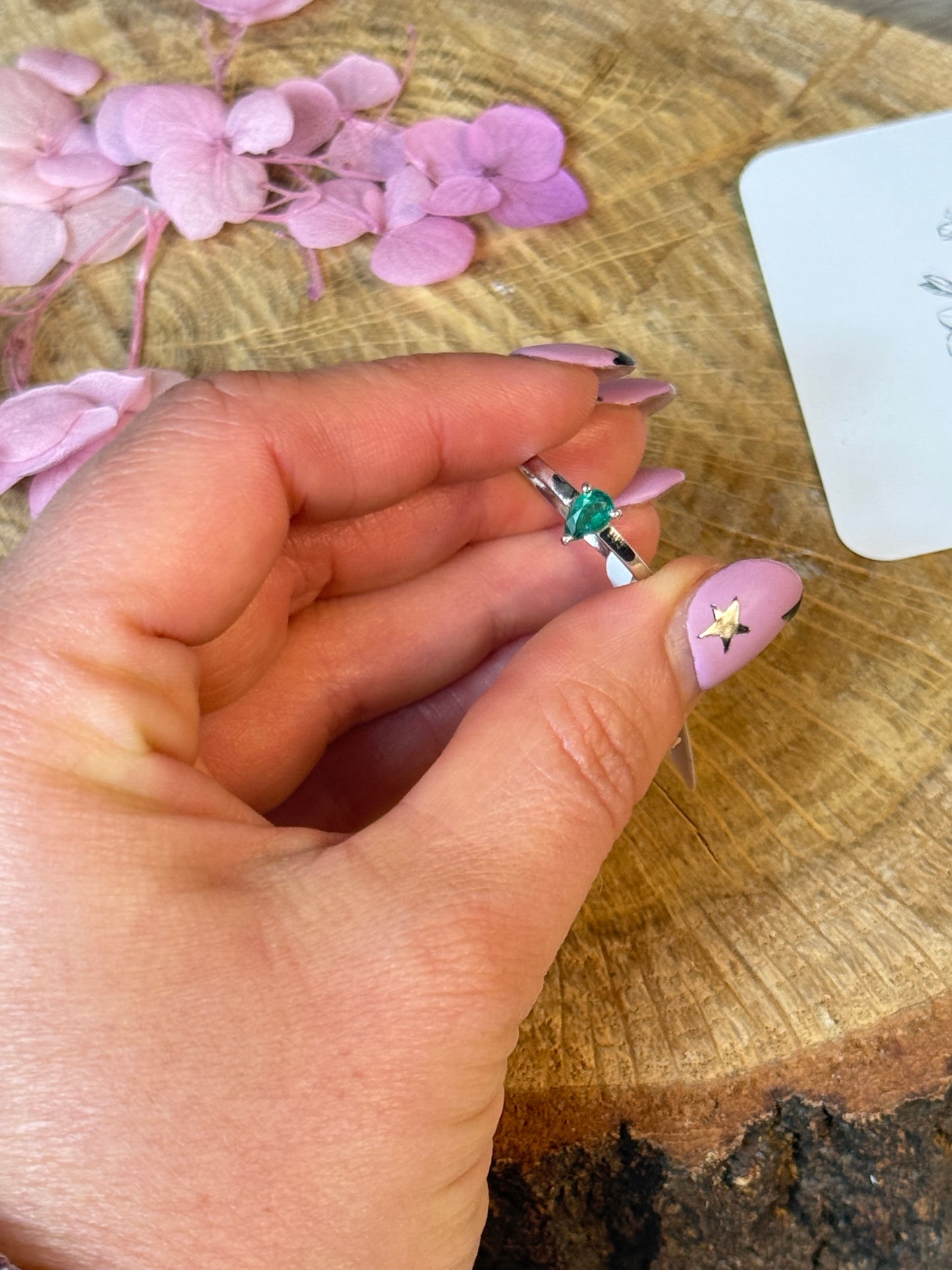 Zambian Emerald - Rare 925 Silver Ring - Size P 1/2