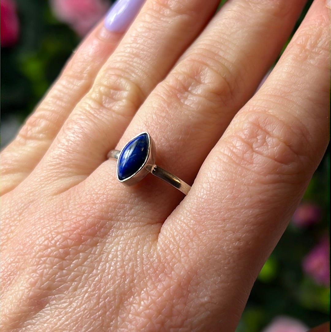 Lapis 925 Sterling Silver Ring -  Size Z