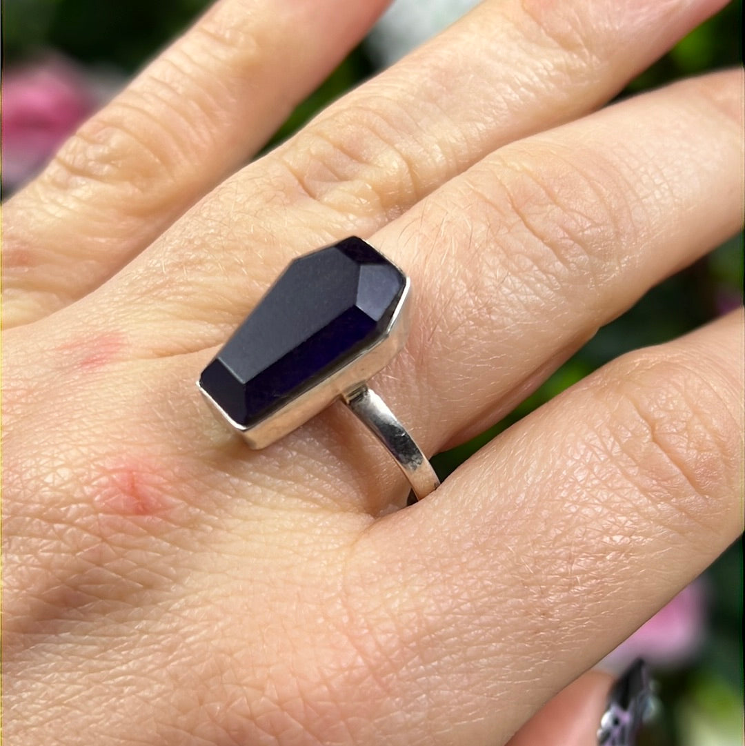 Amethyst Coffin 925 Sterling Silver Ring - Size U 1/2