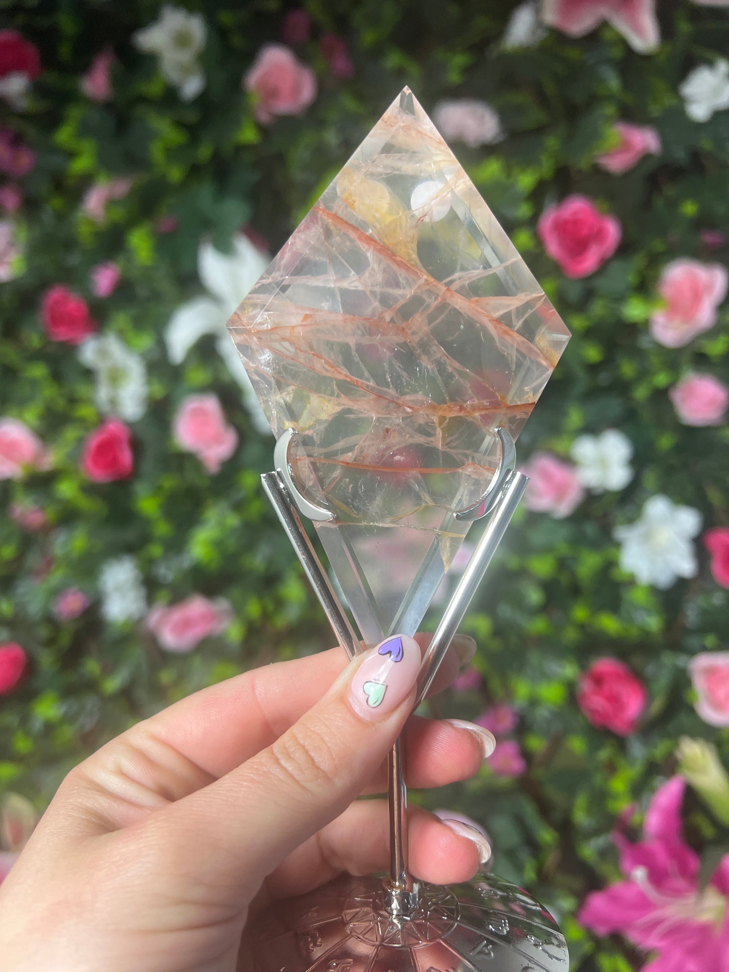 Fire Quartz & Golden Healer in Rose Quartz Diamond