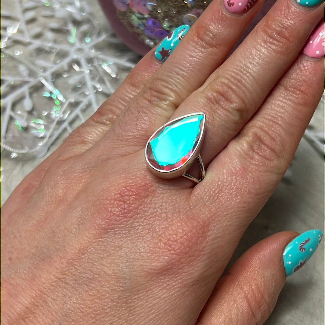 Mystic Topaz 925 Sterling Silver Ring - Size S