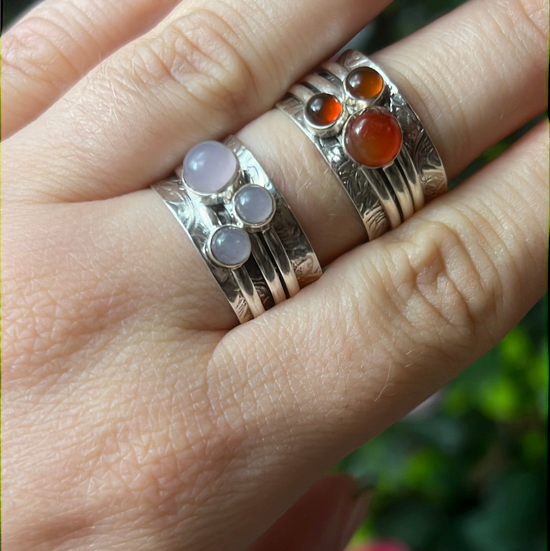 Trio Fidget Spinner Ring - Sterling Silver 925 Size P 1/2