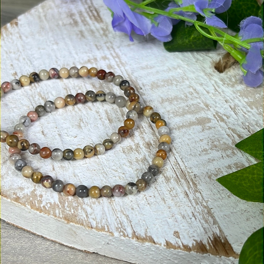 4mm Crazy Lace Bead Bracelet