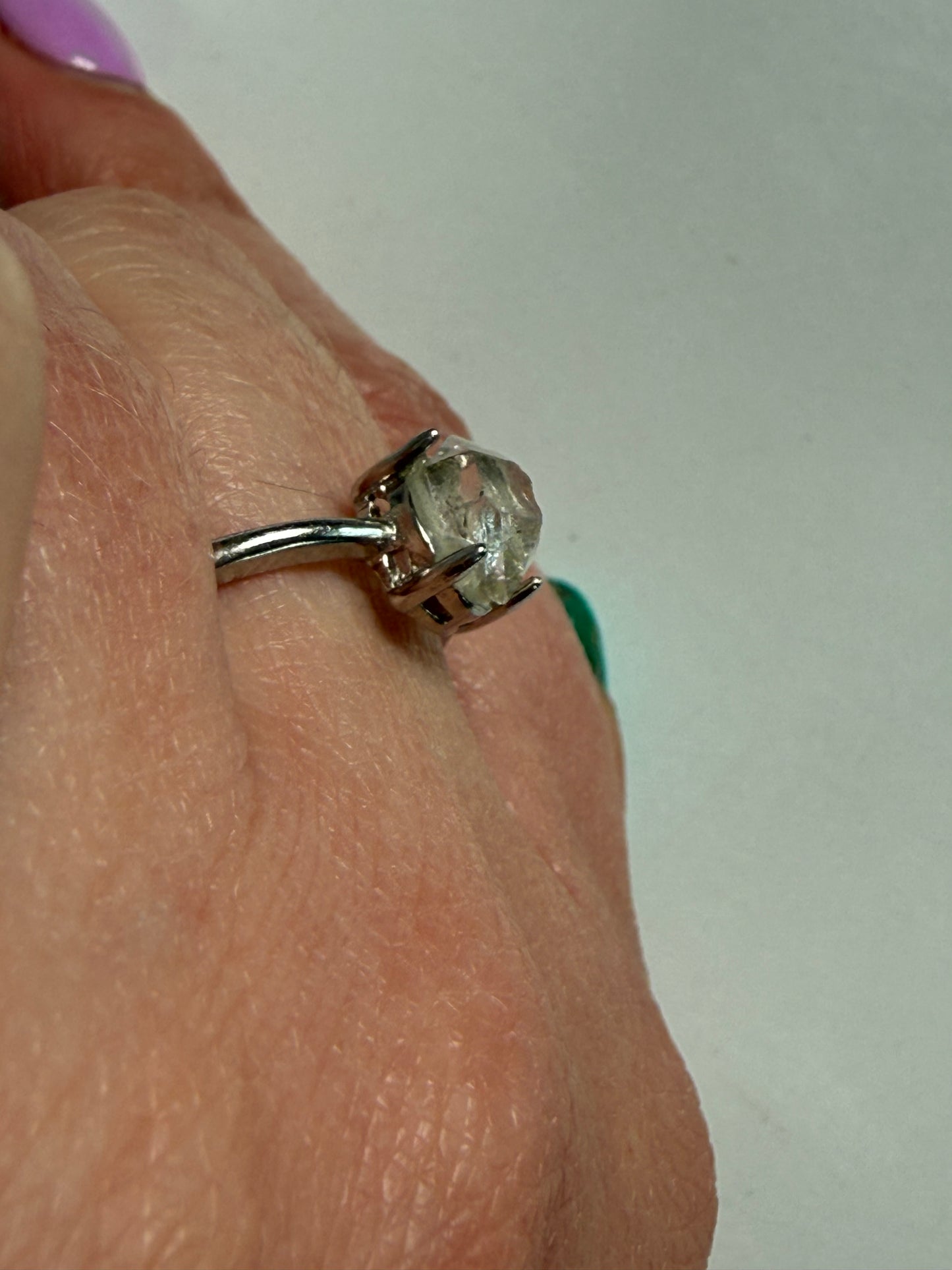 Herkimer Adjustable Silver Plated Ring