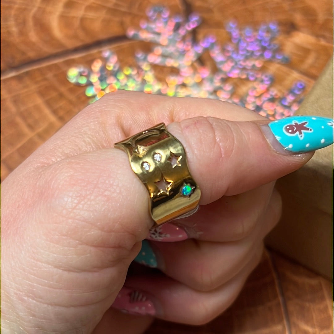 Tala Lani Opal Moon - 22ct Gold Plated 925 Sterling Ring