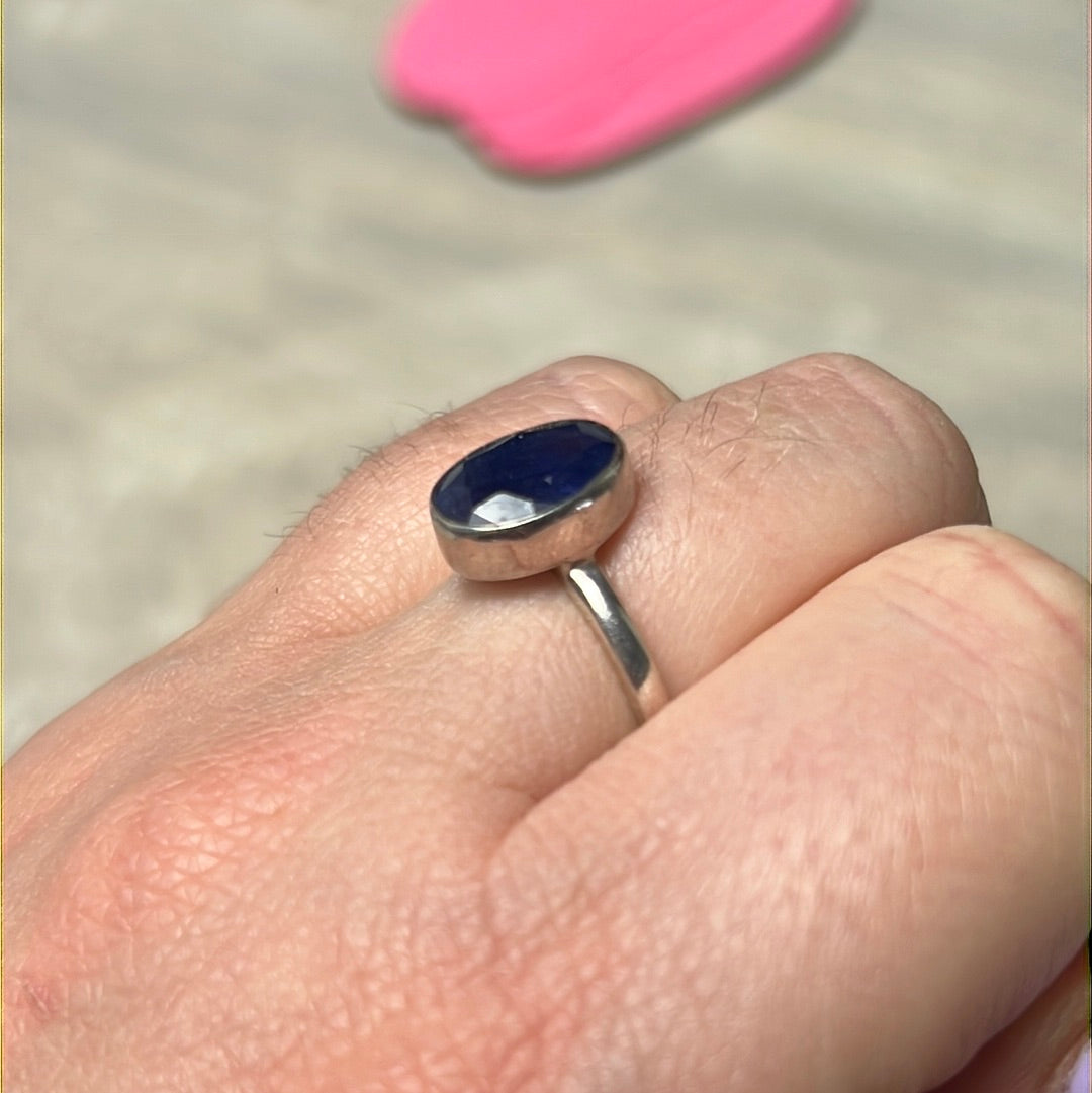 Kyanite Facet 925 Silver Ring -  Size O