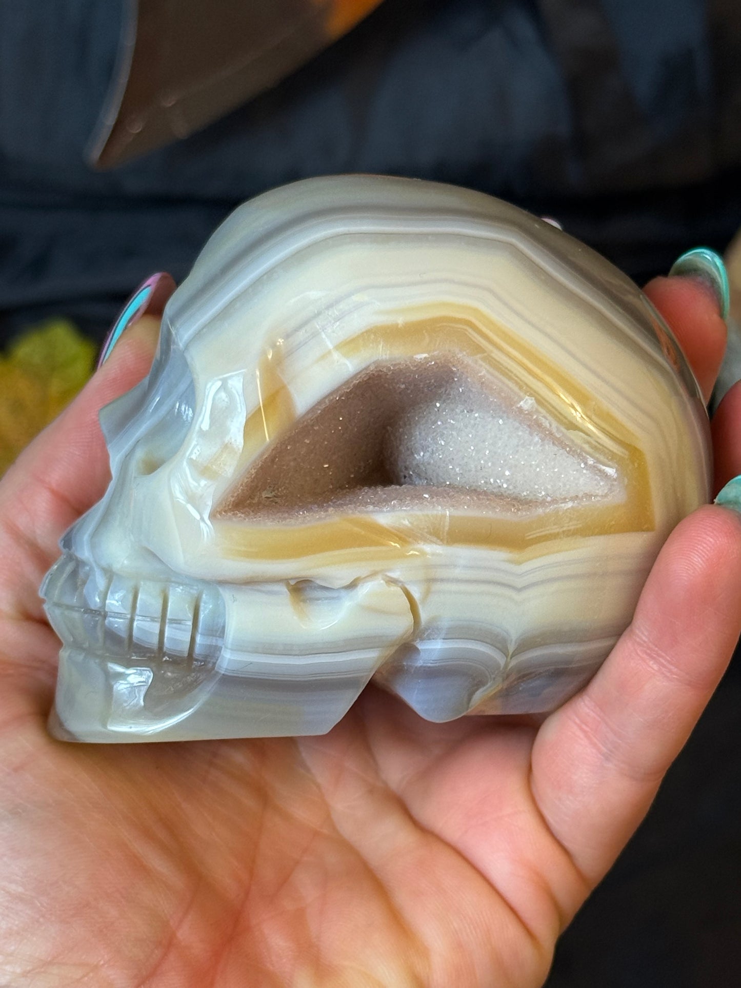 Druzy Agate Skull