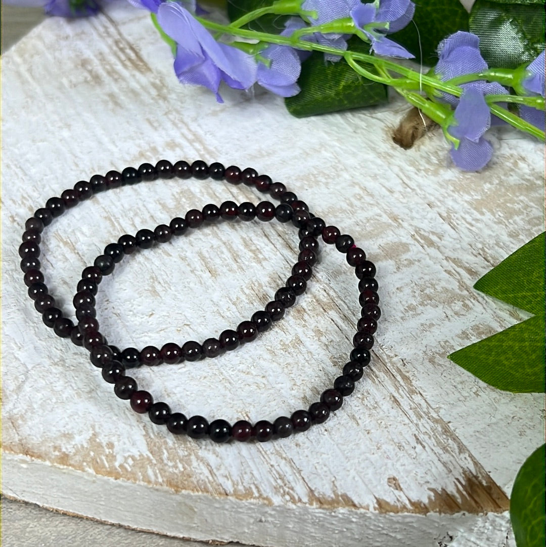 4mm Garnet Bead Bracelet