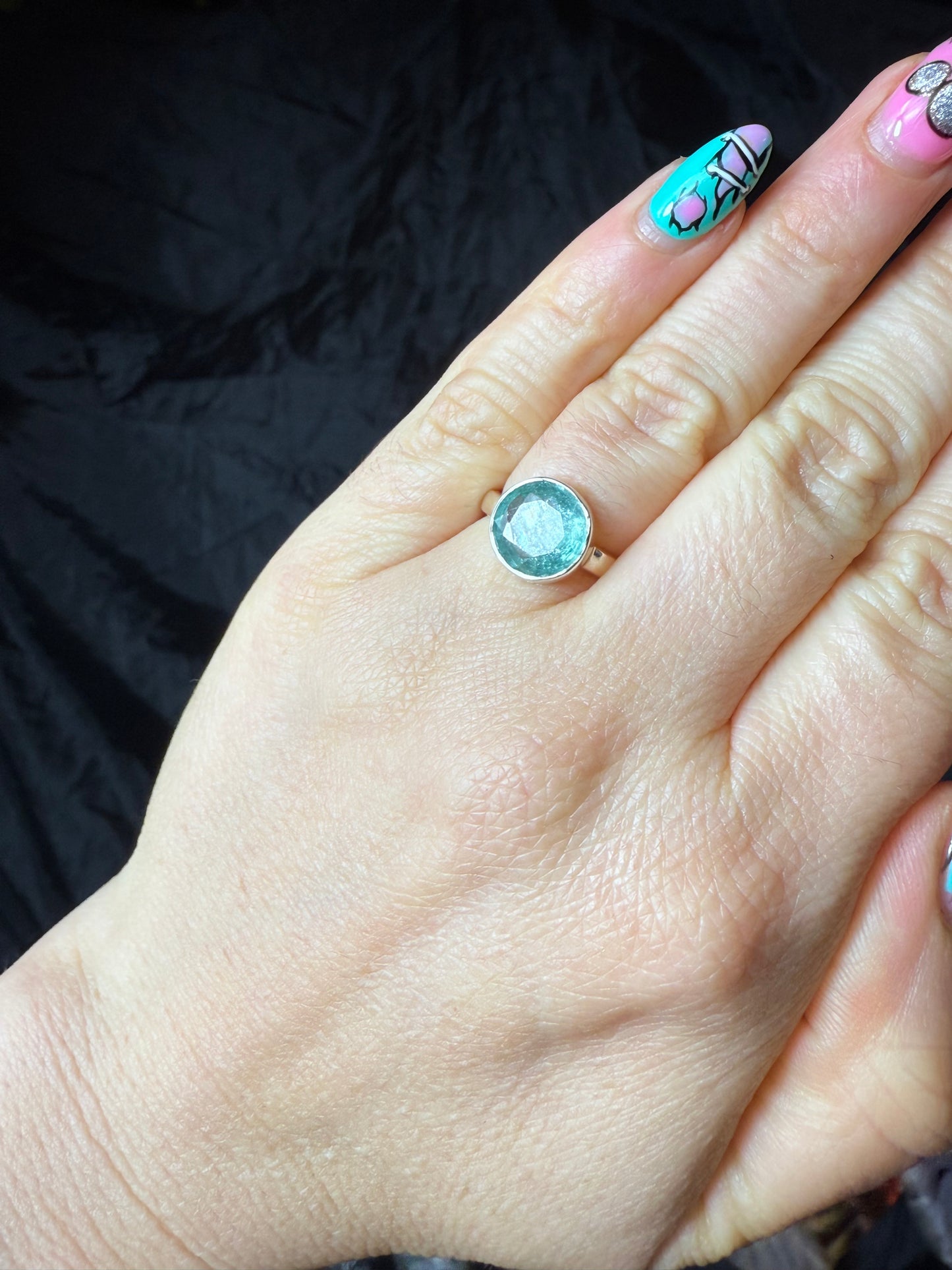 Green Kyantie 925 Ring - Size L - L 1/2