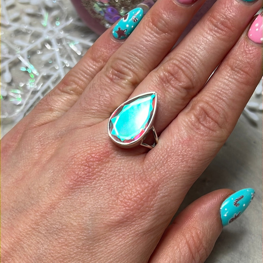 Mystic Topaz 925 Sterling Silver Ring - Size S