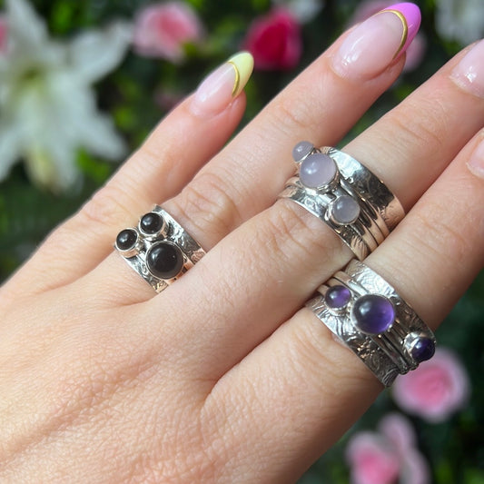 Trio Fidget Spinner Ring - Sterling Silver 925 Size N 1/2