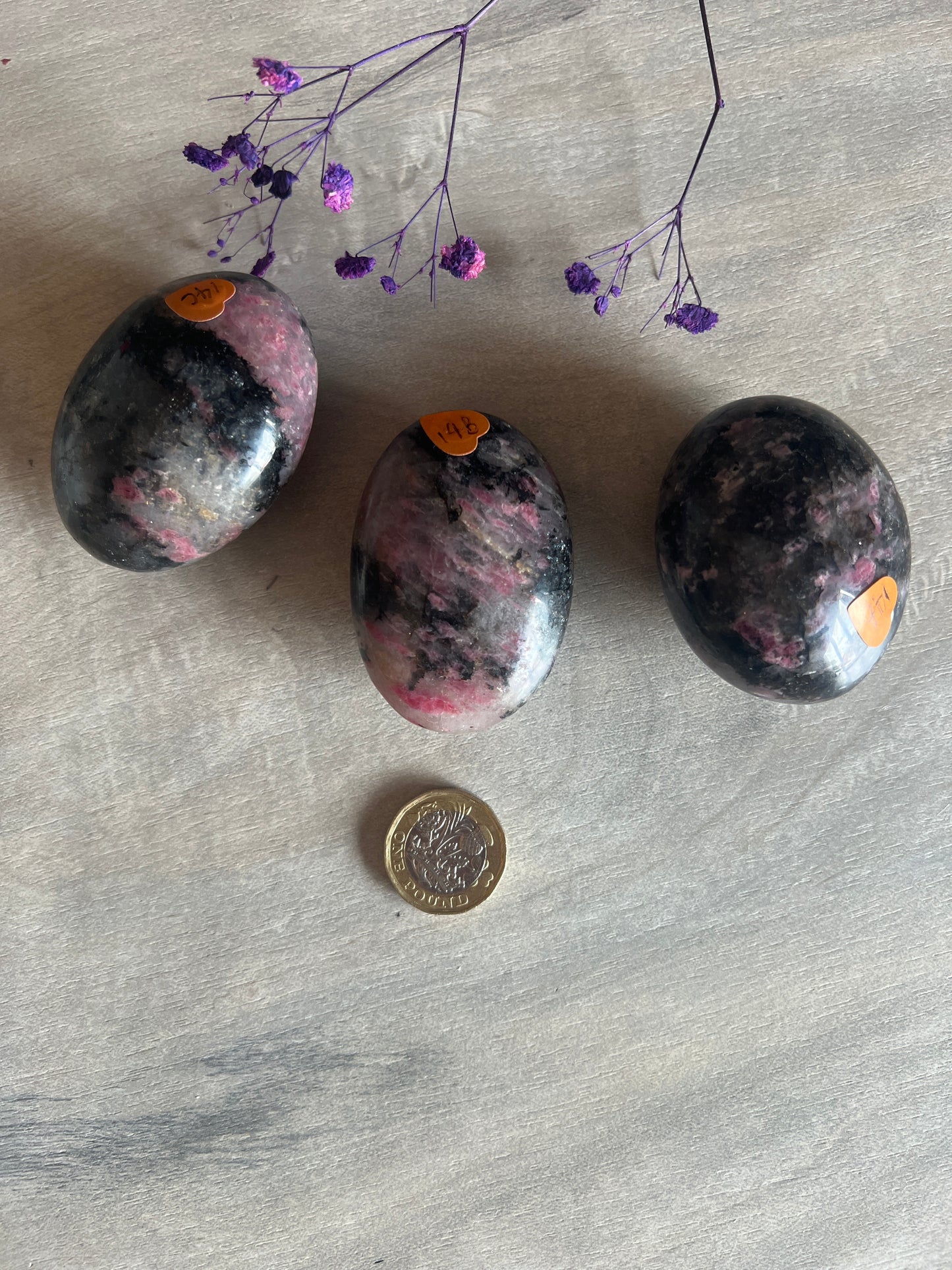 Rhodonite / Rubelleite in Quartz Palm