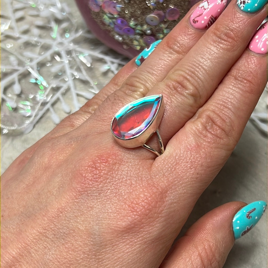 Mystic Topaz 925 Sterling Silver Ring - Size S