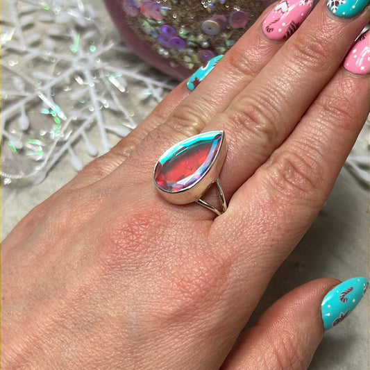 Mystic Topaz 925 Sterling Silver Ring - Size S