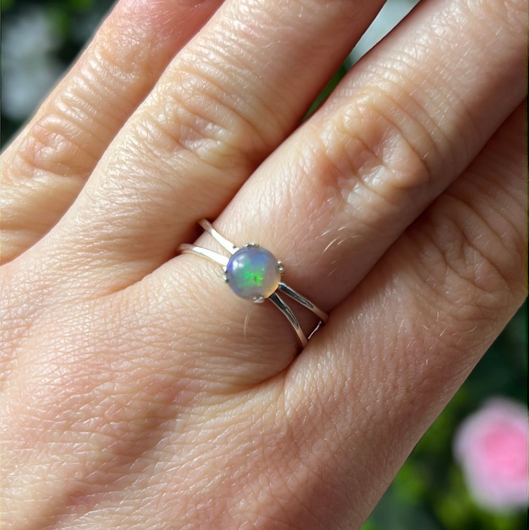 Ethiopian Opal 925 Sterling Silver Ring - Size P