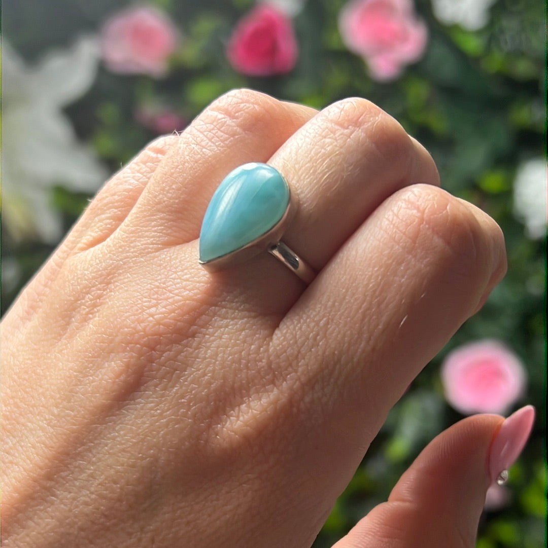 Larimar 925 Silver Ring - Size L 1/2 - M