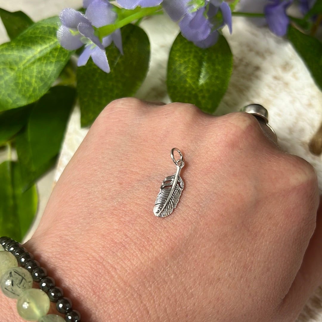 Feather 925 Sterling Silver Pendant Charm