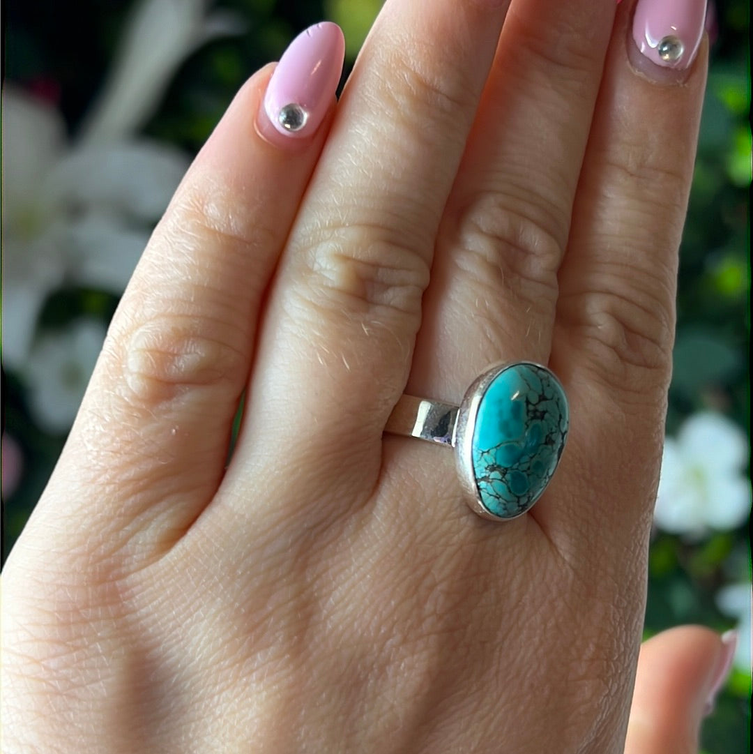 Adjustable Turquoise 925 Sterling Silver Ring