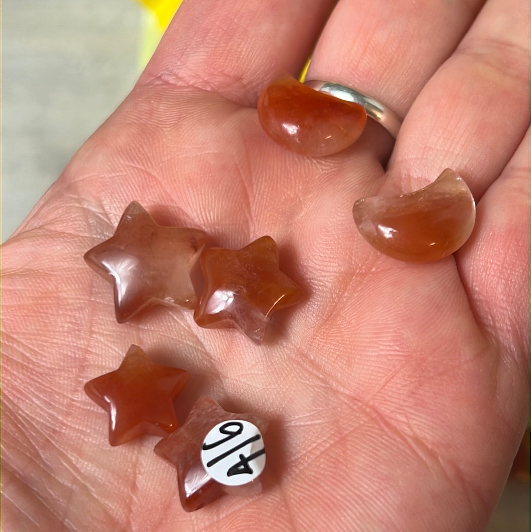 Red Rabbit Hare Quartz - Mini Moon Star Pair - rare