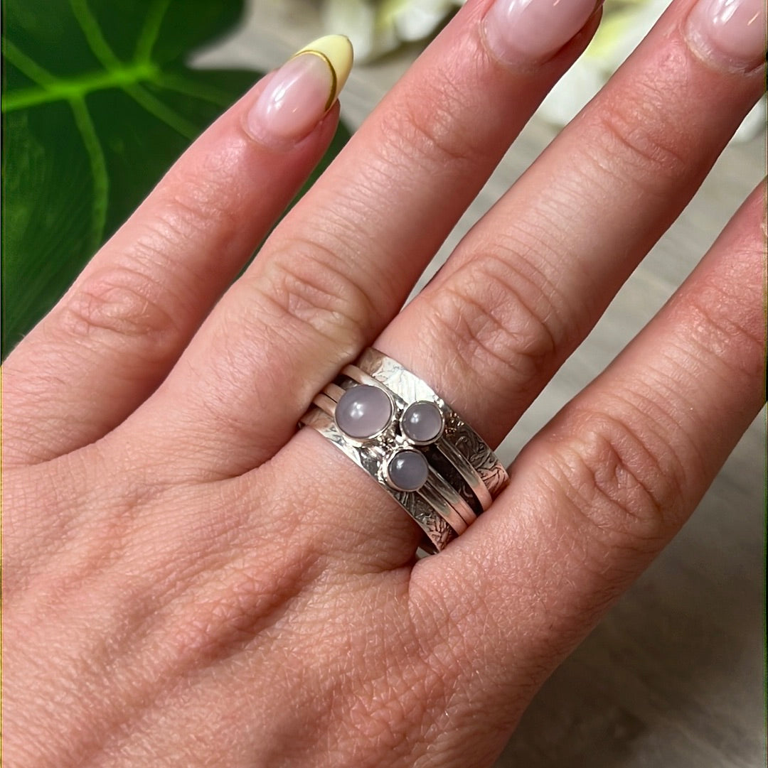 Trio Fidget Spinner Ring - Sterling Silver 925 Size U