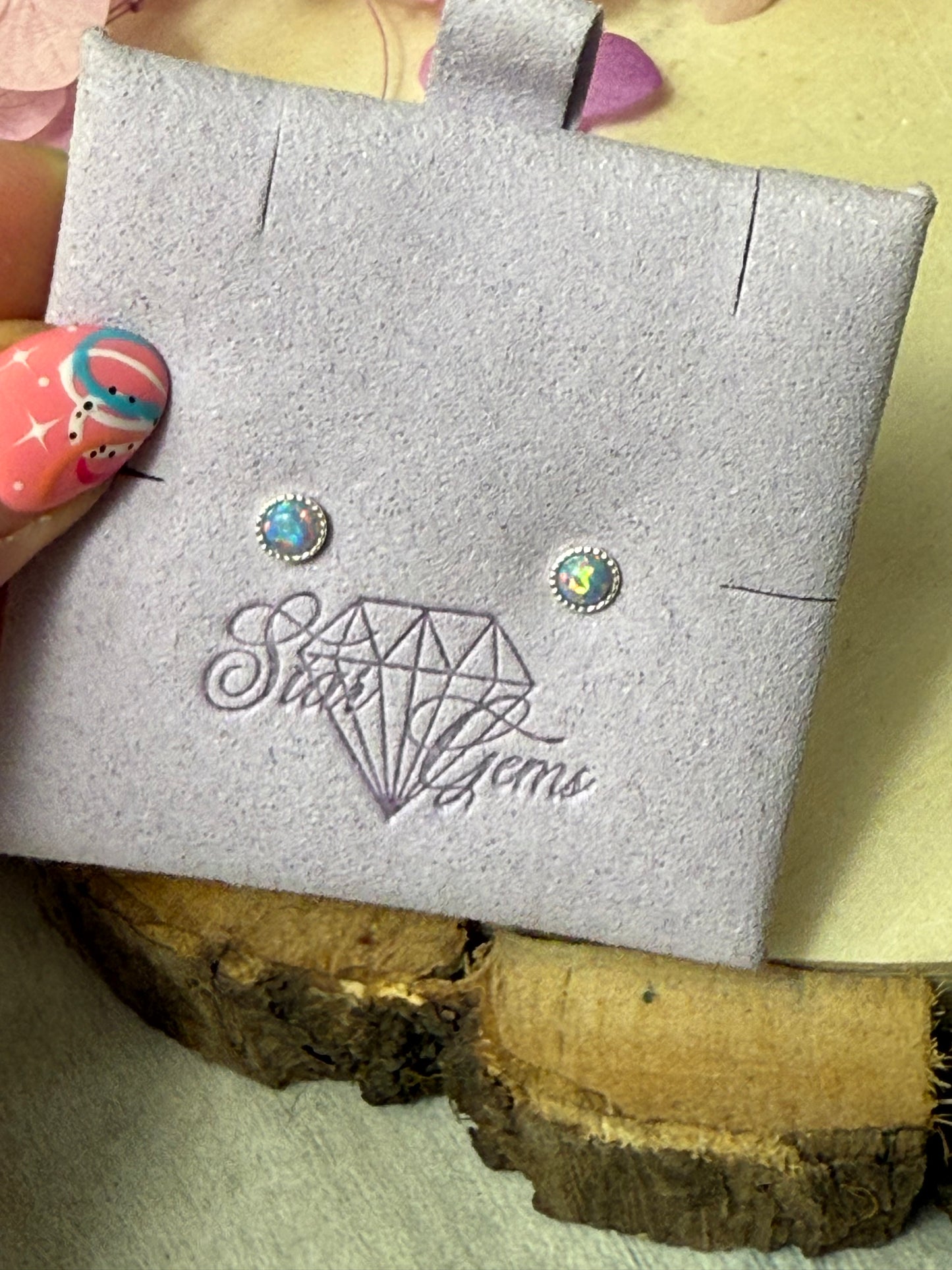 Handmade Blue Opal Sterling Silver Studs