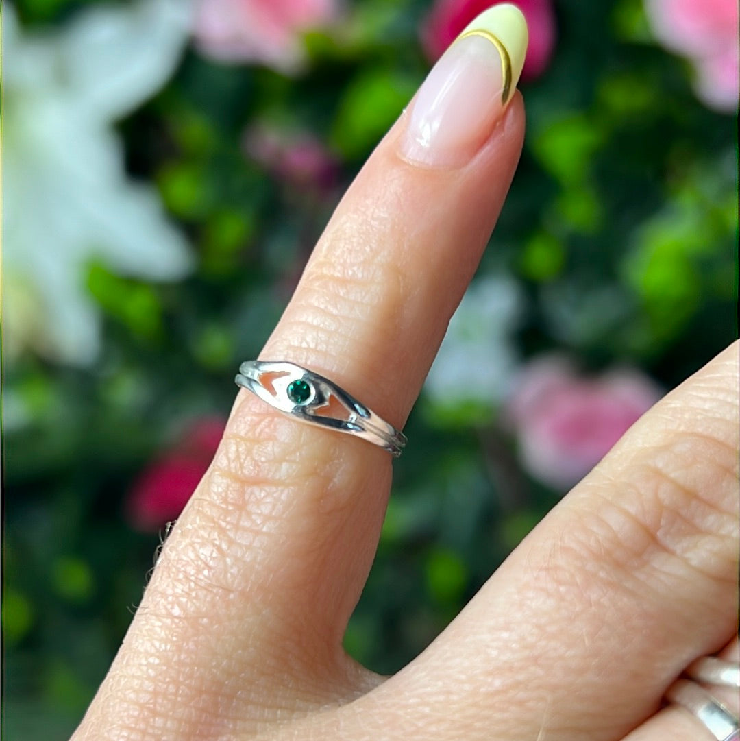 Evil Eye CZ - Mini Iddy Diddy - ( child / toe ) Adjustable 925 Sterling Silver Ring (Copy