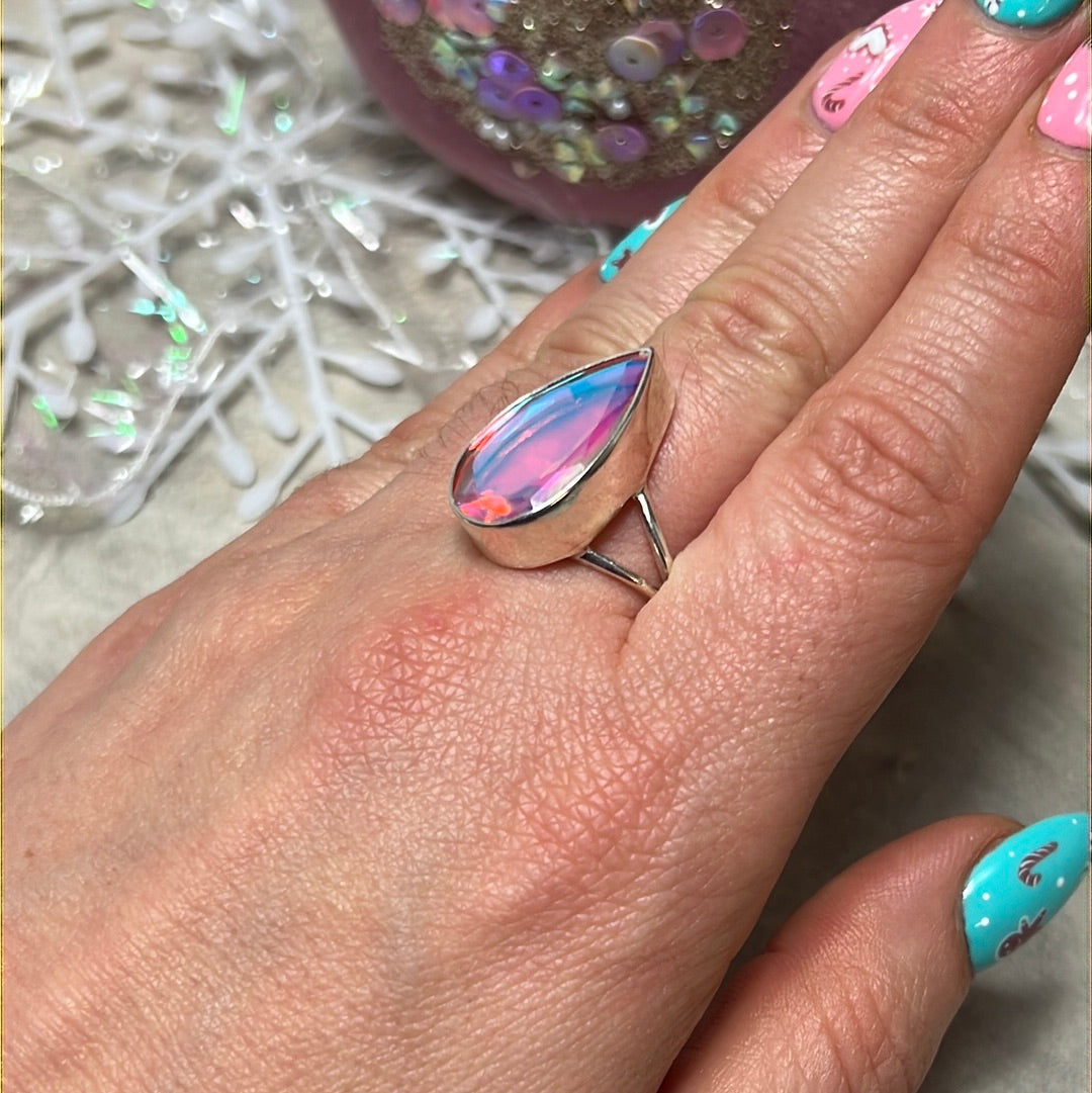 Mystic Topaz 925 Sterling Silver Ring - Size S