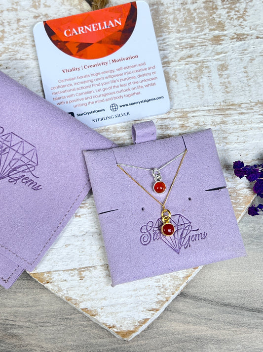 Carnelian Gold Personalised Initial Necklace - Vermeil Sterling Gold