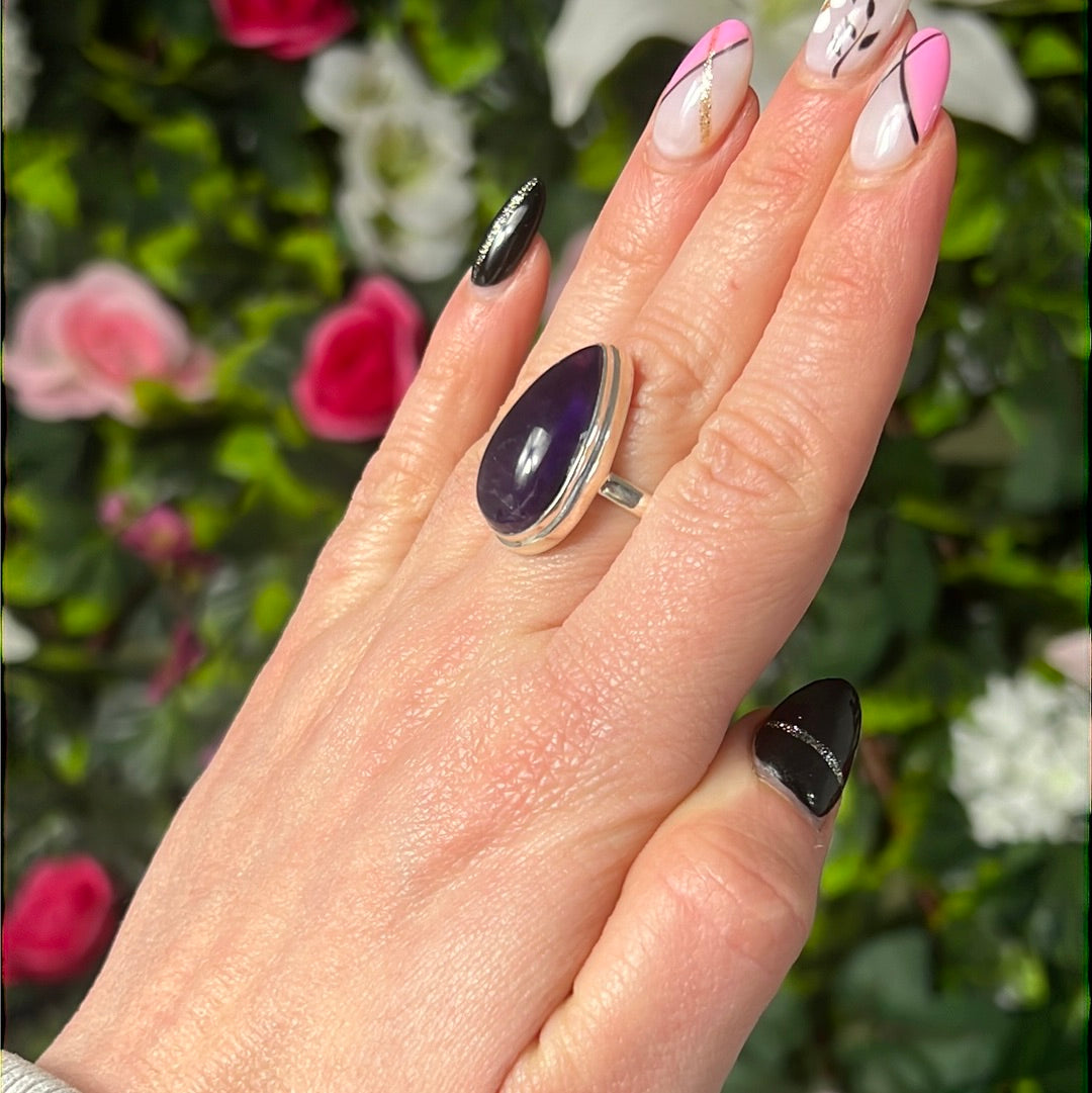 Amethyst 925 Silver Ring -  Size N 1/2