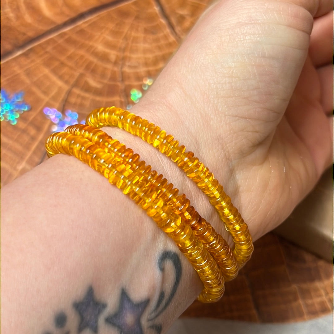 Amber Donut Bead Bracelet