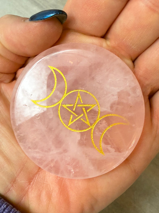 Goddess Rose Disc Palm Stone
