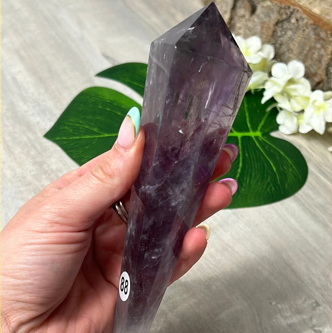 Statement Phantom Fingerprint Amethyst Smokey Quartz Wand