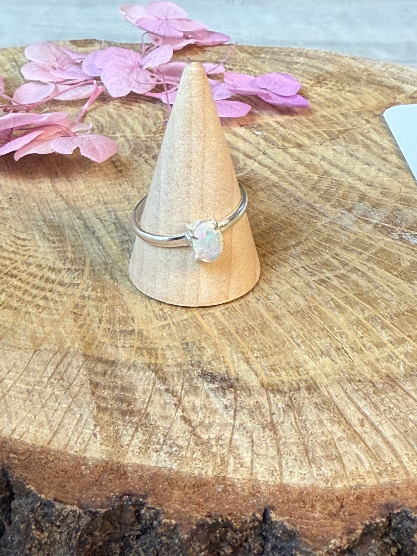 Ethiopian Opal 925 Silver Ring - Size S