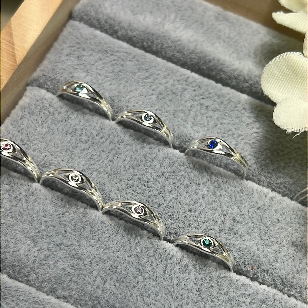 Evil Eye CZ - Mini Iddy Diddy - ( child / toe ) Adjustable 925 Sterling Silver Ring (Copy