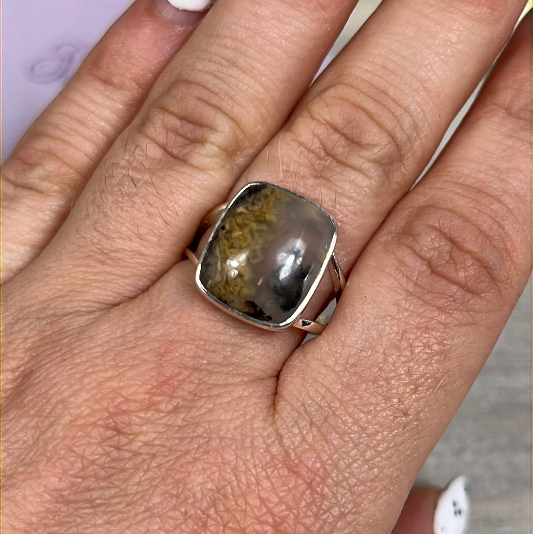 Tiger Agate 925 Ring - Size S