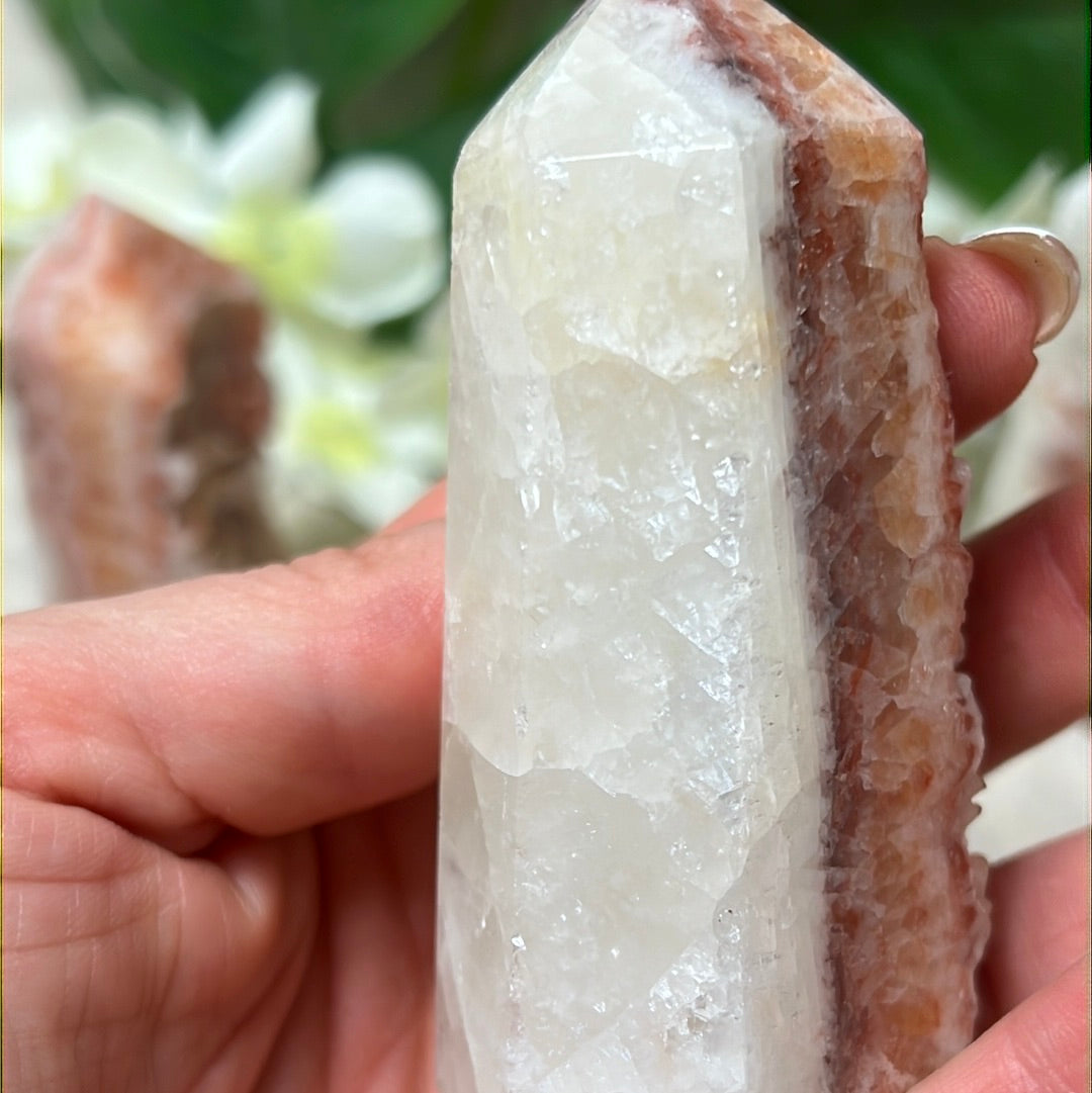 Sunstone, Orchid & Orange Calcite Druzy Tower Points