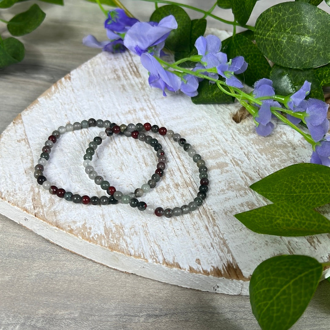 4mm African Bloodstone Bead Bracelet