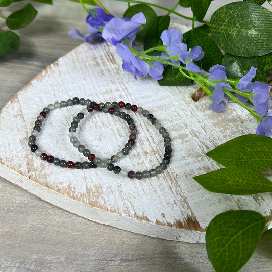 4mm African Bloodstone Bead Bracelet
