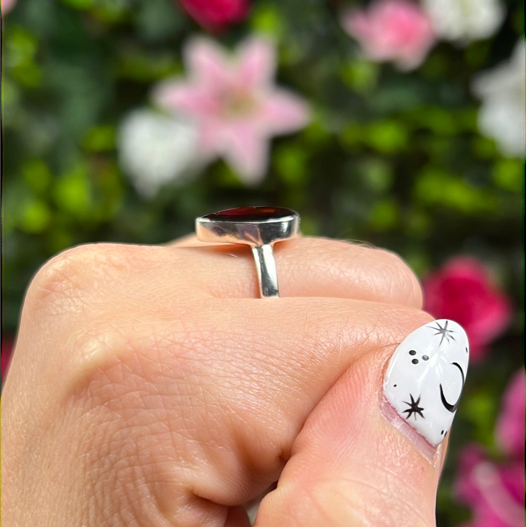 Garnet Facet 925 Ring - Size N 1/2 AA GRADE