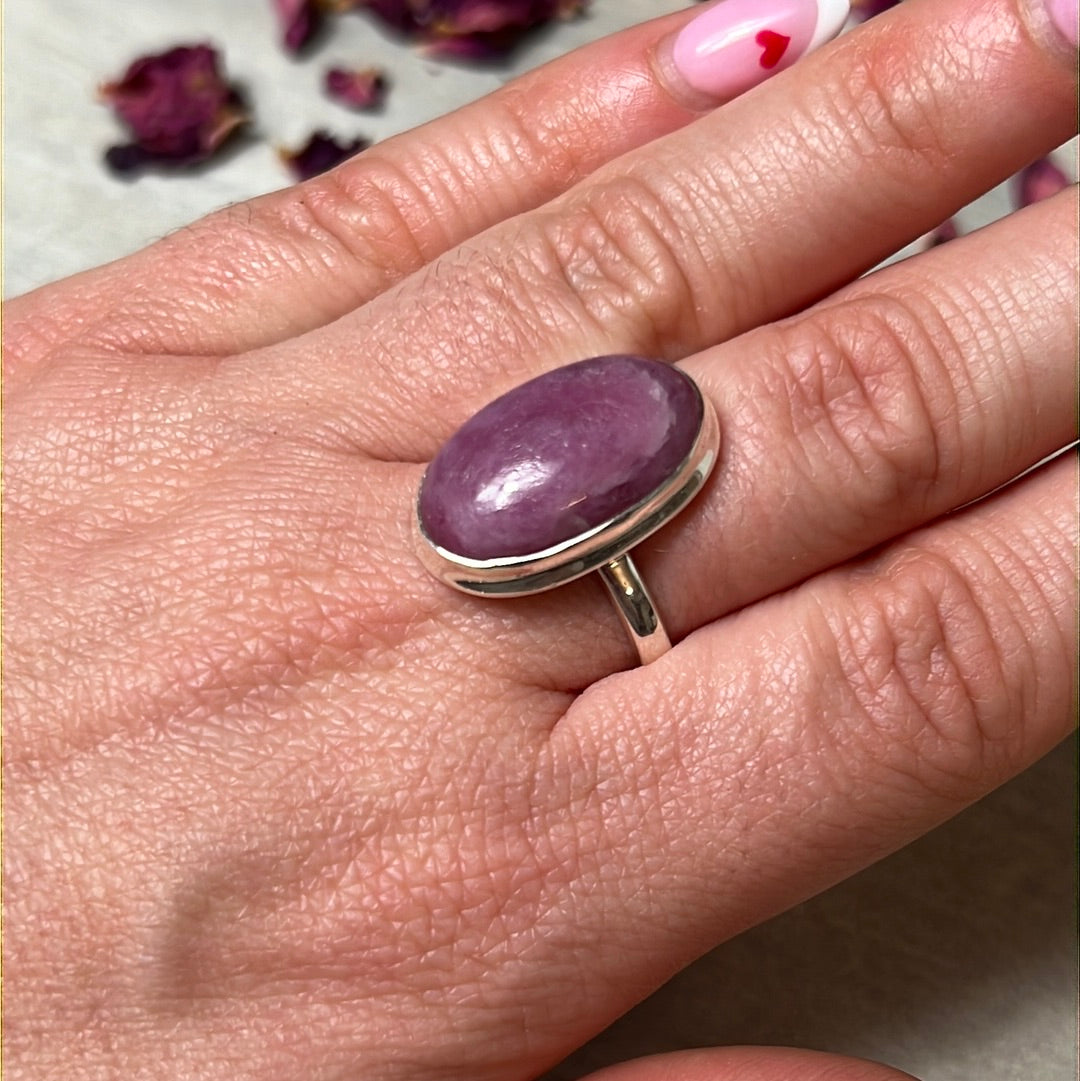 Pink Tourmaline 925 Silver Ring - Size S - S 1/2  AA GRADE