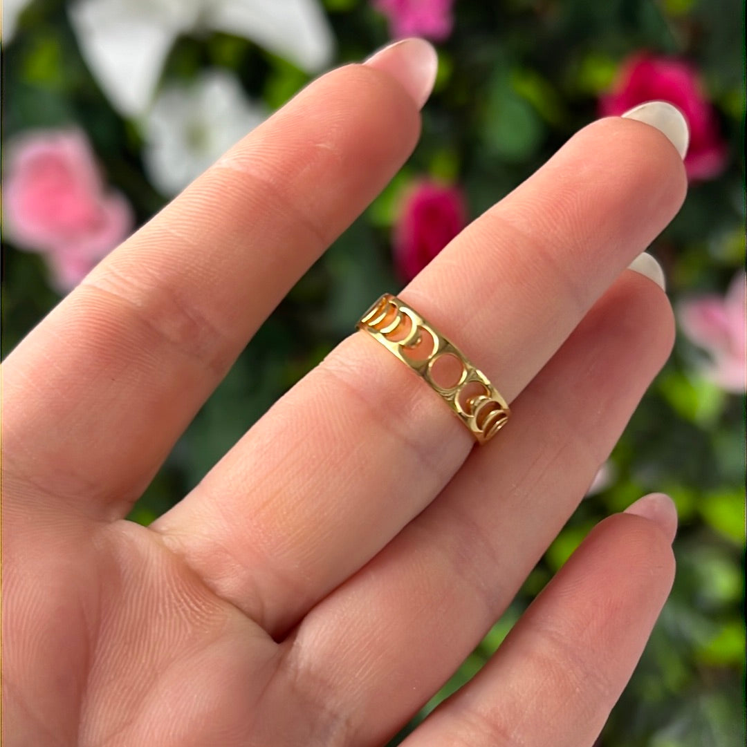 18K Gold Lunar Moon Phase Ring