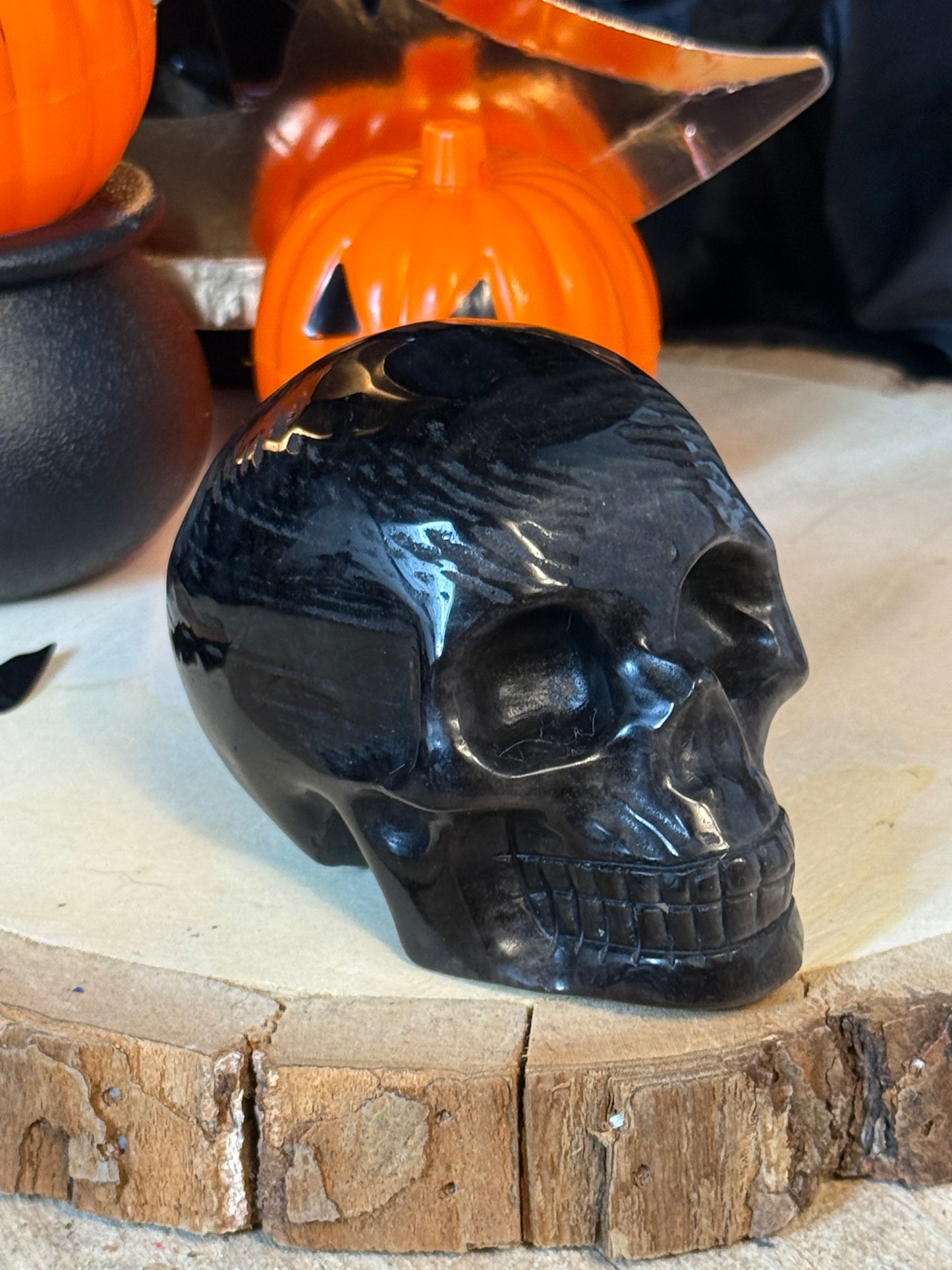 Silver Obsidian Skull