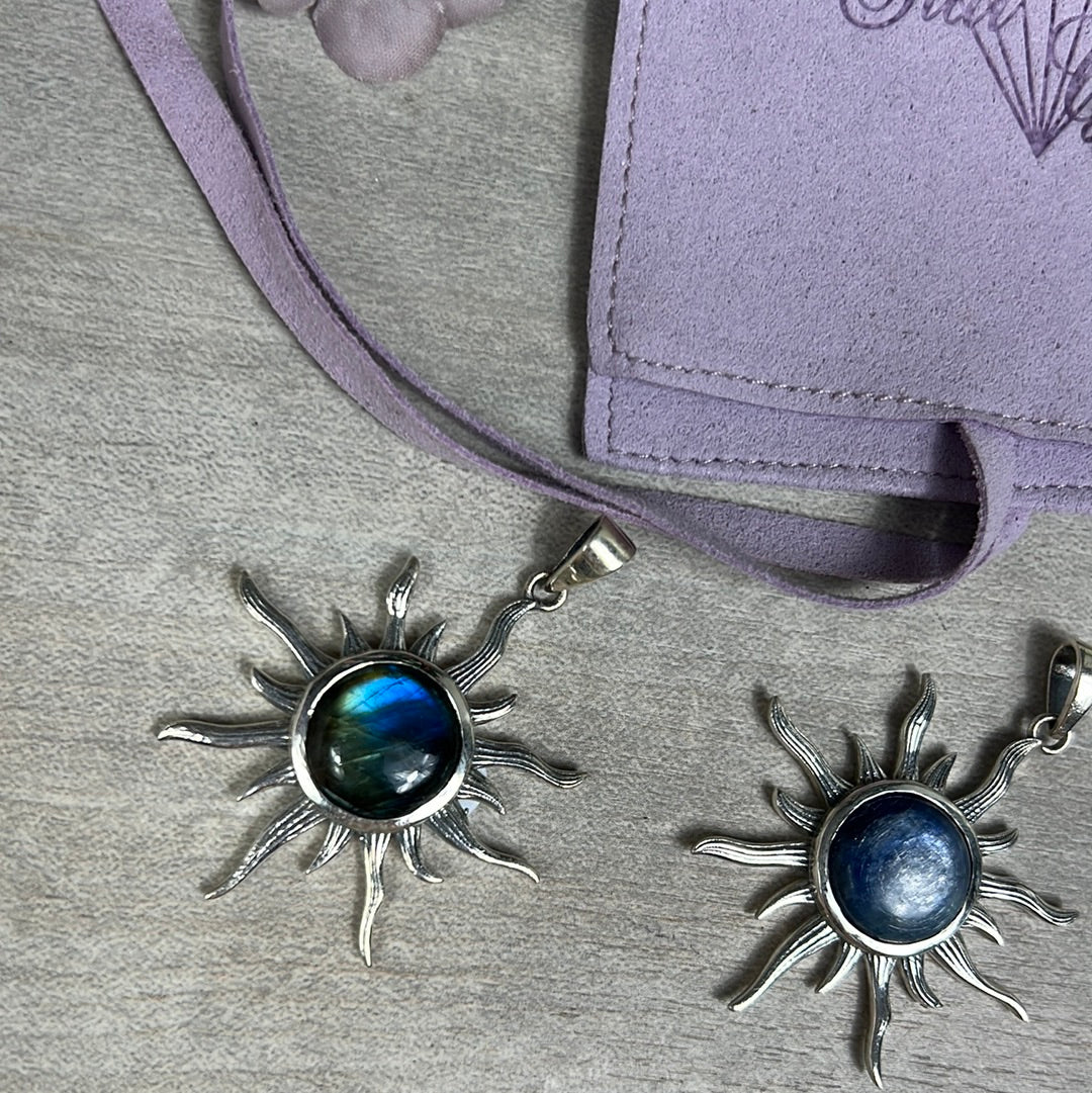 Flaming Sun Sunshine 925 Sterling Silver Pendant