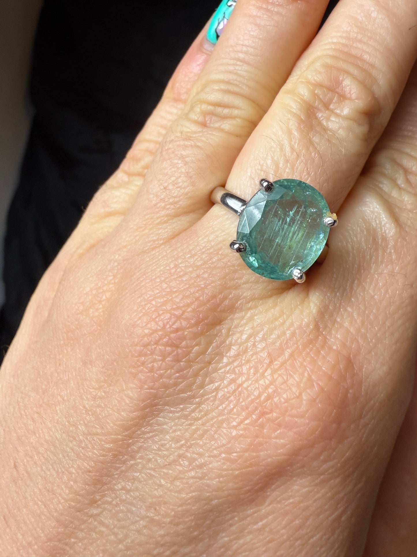 Green Kyantie 925 Ring - Size Q 1/2