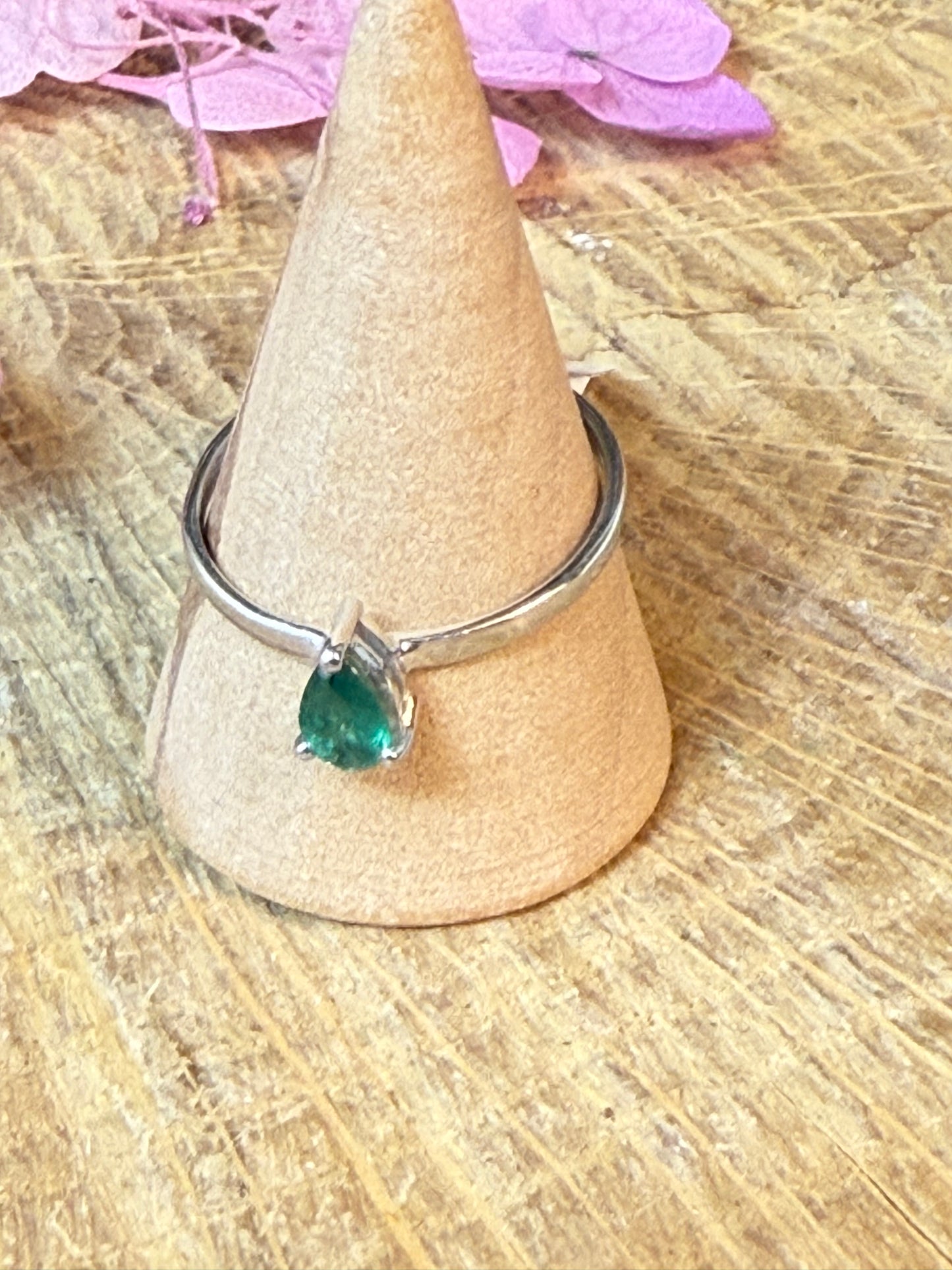 Zambian Emerald - Rare 925 Silver Ring - Size P 1/2