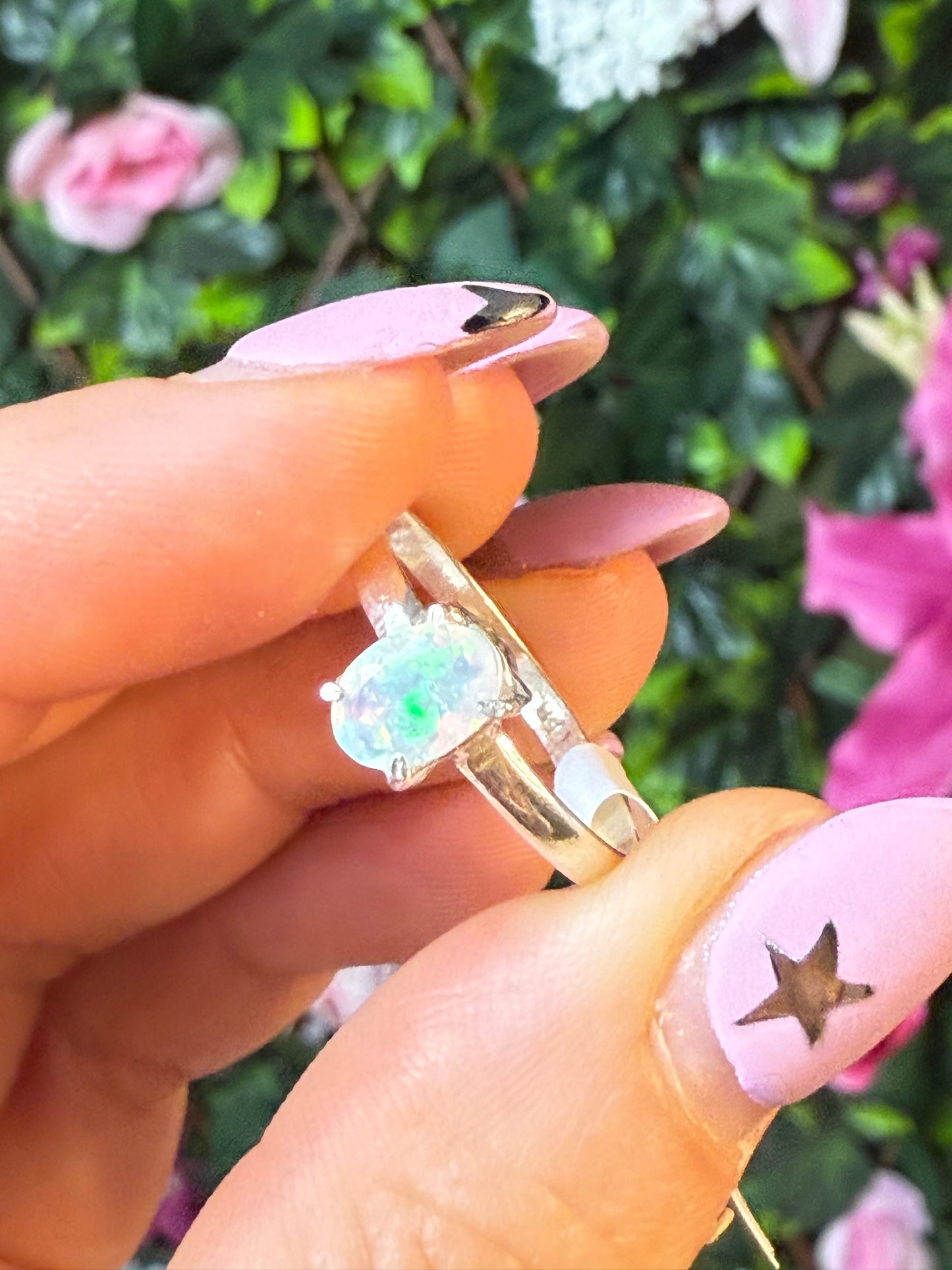 Ethiopian Opal 925 Silver Ring - Size S